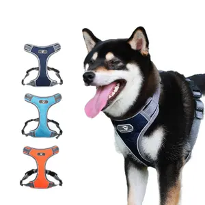 Adjustable Reflective Pet Harness Breathable Oxford Soft Vest For Dog Walking Easy Control With Front Clip Harness
