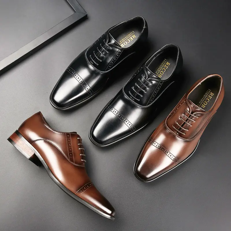 Factory Price luxury new lace-up Business formal Genuine Leather shoes Gentleman British style carving design shoes men dress