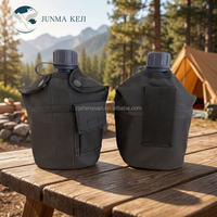 Bouteille d'eau noire 1L écologique en PE et aluminium, ultra-légère, imperméable, détachable, pour la randonnée, le camping, l'escalade, toutes saisons