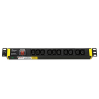 Barre d'alimentation IEC C13 10 voies pour montage en rack, unité de distribution d'alimentation noire avec interrupteur pour centre de données, salle de télécommunications, rack de serveur