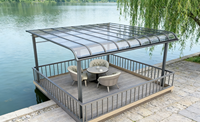 Wandmontierte Gartenlaube Outdoor Wasserdichtes Transparentes Polycarbonat-Vordach PC Geprägte Dacheindeckung Überdachte Sonnenschutz-Pergola