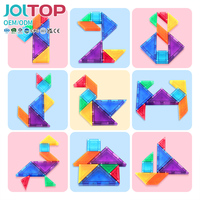 STEM Education, 61 Uds., bloques de construcción magnéticos para niños, azulejos magnéticos, Tangram de plástico, material didáctico escolar, juguetes de rompecabezas Tangram
