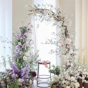 Arrangement floral incurvé en bois massif porte de fleurs mariage fendu croissant corne arc forêt Style décoratif support de fleurs de mariage