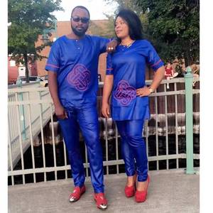 Ensemble de vêtements pour couple H & D Afrique du <span class=keywords><strong>Sud</strong></span>, 2 pièces pour homme et femme, tenue Dashiki, haut et pantalon, vêtements de mariage - Product Image 2