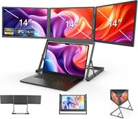 Laptop-Bildschirmerweiterung 14 Zoll IPS Tragbarer Faltbarer Dreifach-Monitor Laptop-Monitorerweiterung HDMI/USB-C Plug & Play für Windows Mac