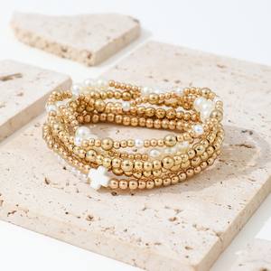 Edgy Punk CCB apilable de 6 piezas con dije de Cruz acrílica ajustable joyería de moda gótica regalo pulsera con cuentas para mujeres adolescentes - Product Image 5