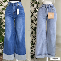 Jean cargo en denim décontracté coupe ample et large pour femme, taille haute, longueur intégrale, en coton et élasthanne, collection printemps