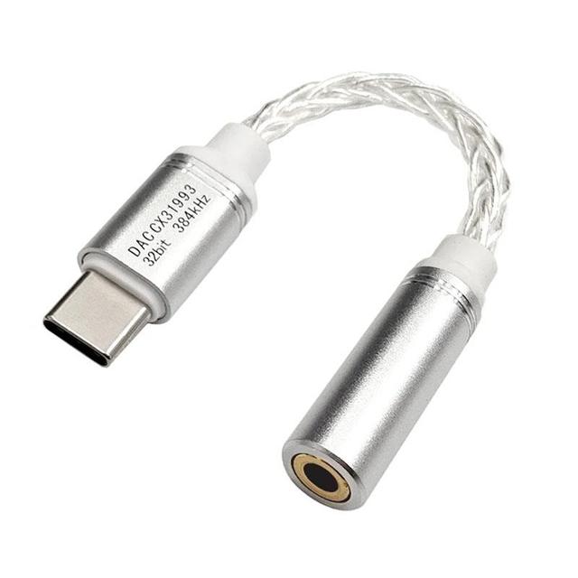 Type-C to 3.5mm DAC Audio Cable, CX31993 Chip HiFi Type-C to AUX Headphone Adapter, 8-Strand Silver Plated Cable