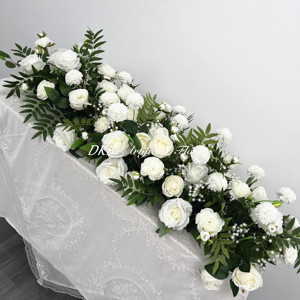 DKB Décoration de mariage personnalisée, centre de table en fleurs de rose en soie réaliste, chemin de table rose de haute qualité, fait main, longue durée, pour arche - Product Image 2