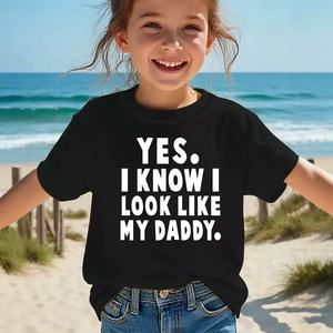 T-Shirt à col rond pour enfants, 100% coton, tenue pour la fête des pères, dessin animé papa est <span class=keywords><strong>mon</strong></span> <span class=keywords><strong>héros</strong></span>, hauts mignons pour bébés en bas âge - Product Image 2