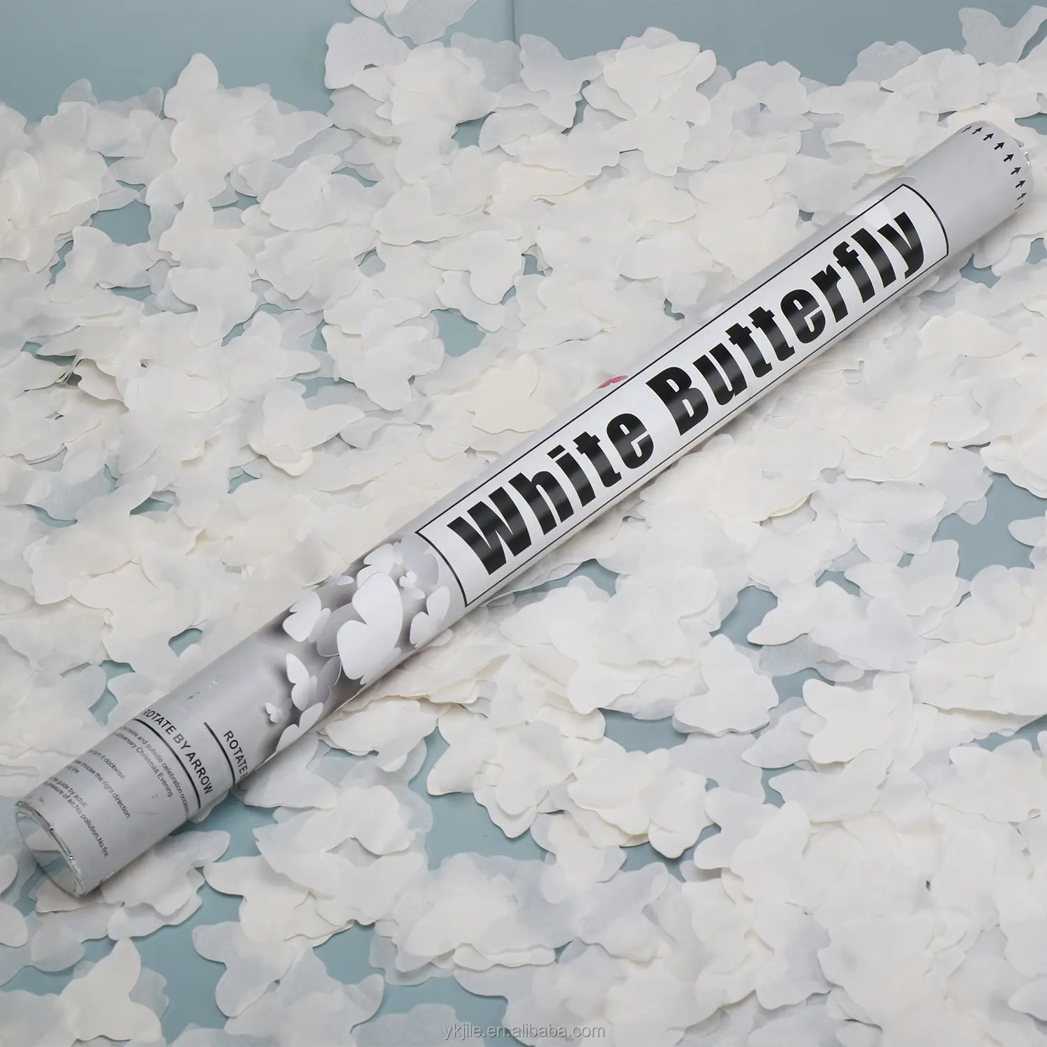 Beste Kwaliteit 24 Inch Witte Kleur Vlinder Vlamproof Feest En Bruiloft Confetti Kanonnen