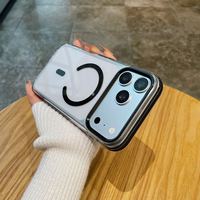 JOYPORODO B528 Coque de téléphone magnétique de luxe pour iPhone 17 18 Pro Max, étui transparent avec bande de protection et cadre métallique pour appareil photo