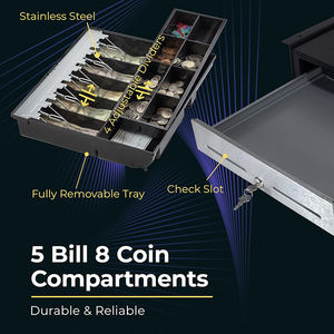 درج النقود الأمامي JH-Mech مع قوس معدني يثبت تحت الطاولة درج تخزين أسود معدني 16 بوصة تحت المكتب - Product Image 5