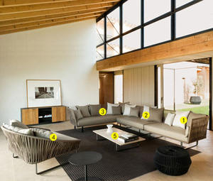 Juego de sofá de patio al aire libre de lujo, cojines seccionales impermeables tejidos de ratán, muebles duraderos para terraza de Hotel junto a la piscina - Product Image 5