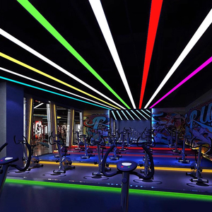 Modernes rechteckiges hängendes Eisenlicht dekoratives langes Rohr-Hängeleuchte-LED-Linkabel-Linearlicht für Büro Shop Gym - Product Image 1