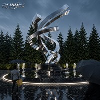 Sculpture d'art métallique extérieur en acier inoxydable, sphère spirale abstraite, poli miroir, grande taille, pour place publique et jardin, fabrication sur mesure