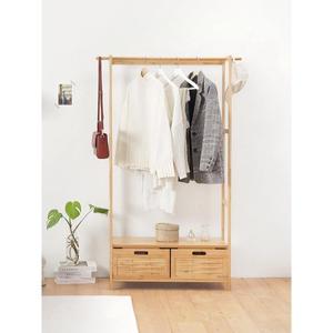 Vente en gros Porte-vêtements en bambou étagère suspendue Vêtements de maison Étagères de rangement en bambou <span class=keywords><strong>avec</strong></span> 2 tiroirs - Product Image 3