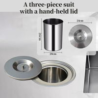 Comptoir de cuisine en acier inoxydable Poubelle intégrée à 3 ensembles Classification domestique Seau à déchets de cuisine Costume Cleani caché