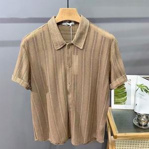 Camicia da uomo a maniche corte, vestibilità ampia, senza stiratura, estiva - Product Image 3