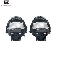 GOODZOOM 130W High-Low Beam Projector Lens Bi LED Headlight 3 Inch Lossy Installation Light For Car With Cooling Fan 12V