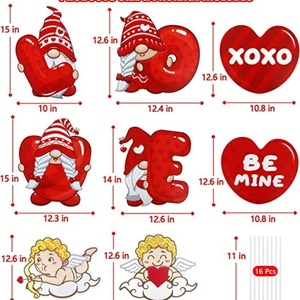 Letreros Decorativos para Jardín del Día de San Valentín con Gnomos y Diseño de Corazón de Cupido, Material PP, Tamaño y Color Personalizables - Product Image 3