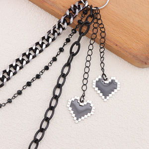 โซ่คาดเอวแบบยูนิเซ็กซ์ โลหะผสมสังกะสี จี้รูปหัวใจ สองชั้น แฟชั่นฮิปฮอป โซ่คล้องตัว ใส่ได้ทุกวัน - Product Image 4