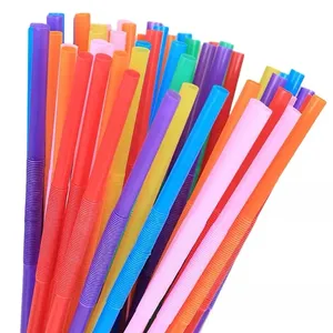 Atops Wholesale cheap disposable colorful plastic PP 26cm straight bend 100 pcs/pack water beverage drinking straw