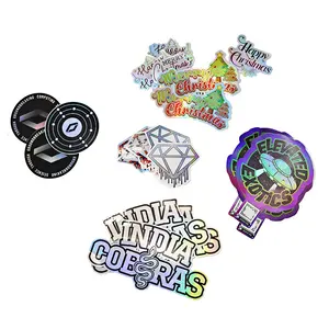 Custom printing logo label Holographic shiny die cutting sticker sheet self adhesive waterproof vinyl die cut sticker