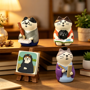 Figura de Gato de Resina de Dibujos Animados, Decoración Religiosa para el Hogar, Mini Artesanía Hecha a Mano, Adorno de Escritura Estilo Ins, Regalos - Product Image 2