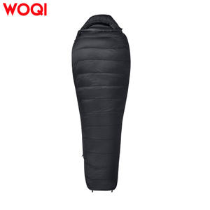 Sac de couchage Woqi Mummy 3 saisons en nylon noir pour adulte, randonnée, camping, respirant, longueur standard - Product Image 1