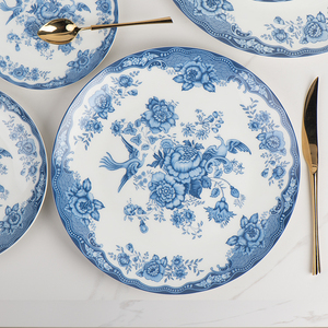 Vajilla de hueso de china, placa de cargador con borde dorado real esmaltado, juegos de cena para fiesta <span class=keywords><strong>y</strong></span> boda de shanxi, gran oferta - Product Image 5