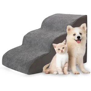 Rampa de escaleras para perros con escalones inferiores antideslizantes de 3 niveles de alta calidad para camas altas o sofás