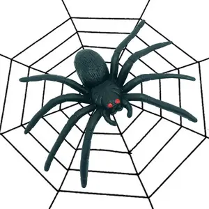 2024 New Halloween Decoration 7*5CM Huge Giant Spider With Large Cobweb Spiderweb Party Haunted House Prop