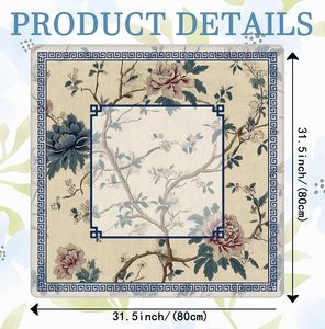 Tapis de Mahjong Floral Vintage 31,5x31,5 Antidérapant et Réducteur de Bruit pour Jeux de <span class=keywords><strong>Dominos</strong></span>, Poker, Cartes et Tuiles - Product Image 6