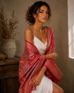 Embroidered Viscose Shawl Digital Print Long Fringe Traditional Winter Scarf Soft Warm Breathable Comfortable Elegant <b>Wrap</b> - Product Image 6