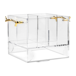 Rõ ràng <span class=keywords><strong>lucite</strong></span> vàng bạc tổ chức Caddy với bencher thẻ AL hamichya bộ và Khăn ăn chủ cho shabbat hoặc yom tov bảng - Product Image 4