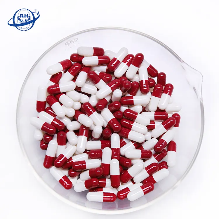 Rojo blanco cápsula píldora tamaño 0 00 vegetariano Cápsula biodegradable en vacío