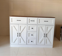 Farmhaus-Sideboard in Weiß mit 6 Schubladen und Scheunentüren, Holz-Aufbewahrungsschrank für Küche, Esszimmer und Wohnzimmer