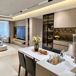 Hiện đại tùy chỉnh GỖ PHÒNG KHÁCH Cabinet-TV tường lưu trữ & Hiển thị đơn vị với bảng điều khiển thiết kế cho khách sạn sử dụng - Product Image 1