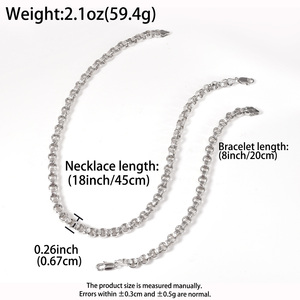 universal durable copper <b>silver</b> interlocking geometric link customize solid bangle clean <b>locket</b> luxury necklace bracelet set - Product Image 6