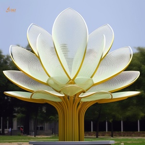 Giardino fiorito esterno paesaggio decorare artigianato metallo personalizzato rivestimento Magnolia fiore grande in acciaio inox Magnolia scultura - Product Image 5