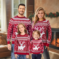 Suéter Navideño Familiar con Estampado de Reno FNJIA para Hombre, Suéter de Punto Suave de Manga Larga, Jersey Navideño Feo