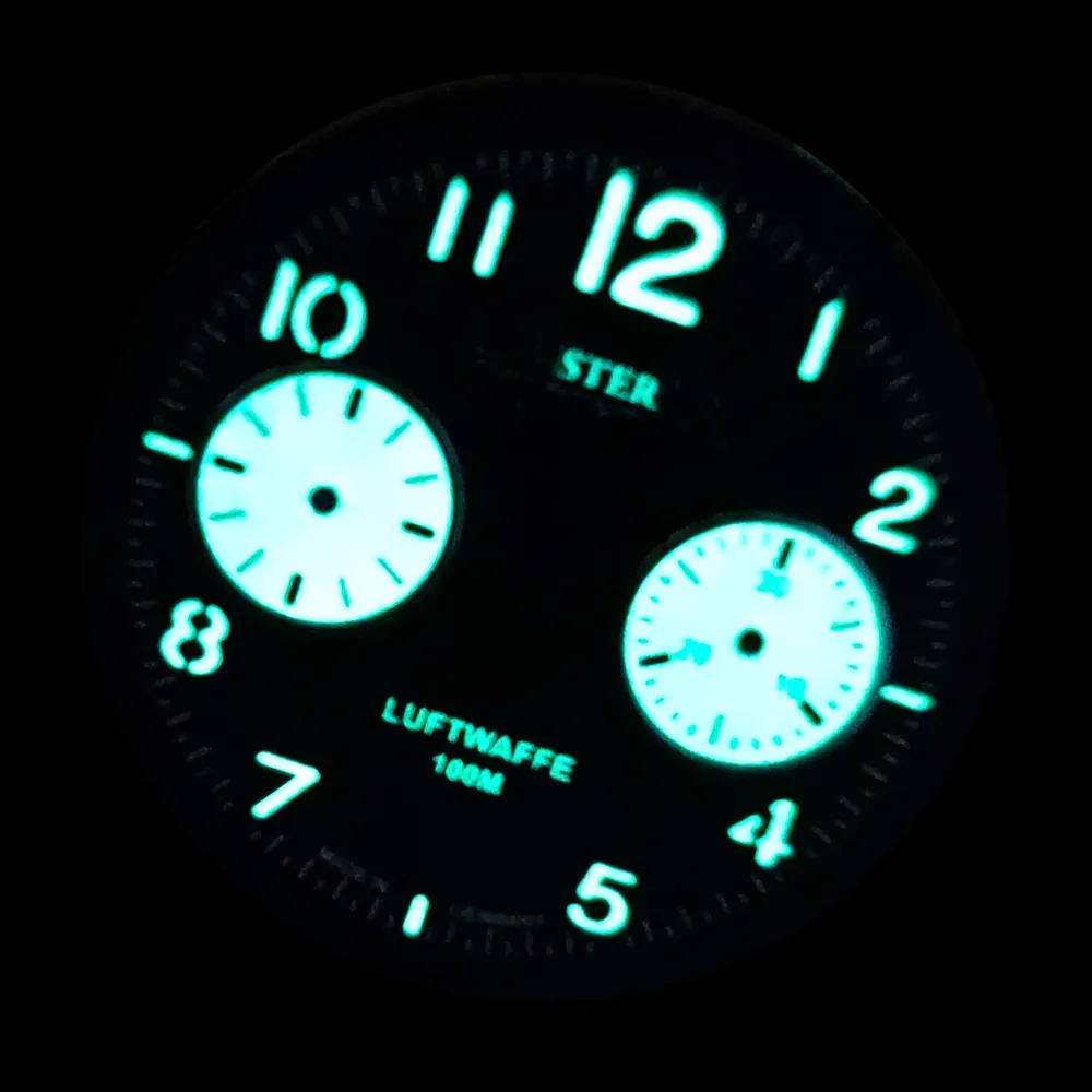 Customized Logo 29mm Super Luminous White Chronograph Double Watch Dials