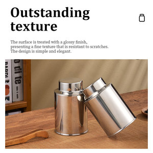 Boîte à thé en acier inoxydable Zhenneng 410 avec double couvercle hermétique, pot alimentaire en métal pour grains de café et épices, depuis 1987 - Product Image 2