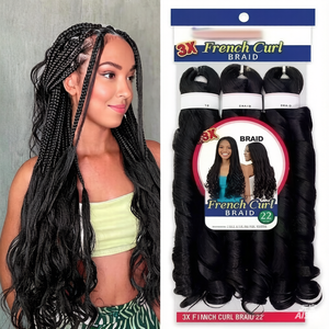 Tresses au <span class=keywords><strong>crochet</strong></span> French Curl 22 pouces 210g en fibre synthétique haute température, extension de cheveux afro ondulés - Product Image 1