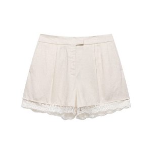 Conjunto de Blazer Corto con Ribete de Encaje y Pantalones Cortos Plisados para Mujer, Traje de Dos Piezas para Oficina, OEM/ODM por Fábrica de Ropa China - Product Image 4
