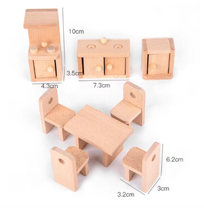 Casa delle Bambole in Legno per Bambine, Mini Camera <span class=keywords><strong>da</strong></span> Letto Giocattolo Familiare, Piccoli Mobili Imitazione - Product Image 5