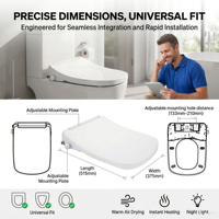 Siège de toilette intelligent carré avec bidet intégré, couvercle électronique moderne, lavage féminin postérieur, séchage à air chaud, certifié CE, OEM, pour salle de bain