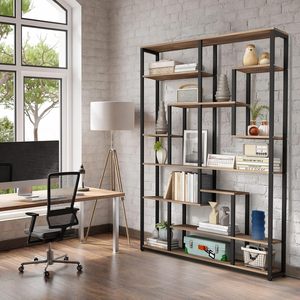 Étagère à livres à 7 niveaux, bibliothèque haute, étagère de présentation, rangement avec étagères ouvertes, noire, pour salon, chambre, bureau à domicile, style rustique - Product Image 1