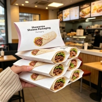 Papier d'emballage Kraft pour Burrito, Rouleaux de Poulet, Pâtisseries Grillées, Personnalisé avec Logo, Écologique, Gaufré UV, Détachable, Vente en Gros